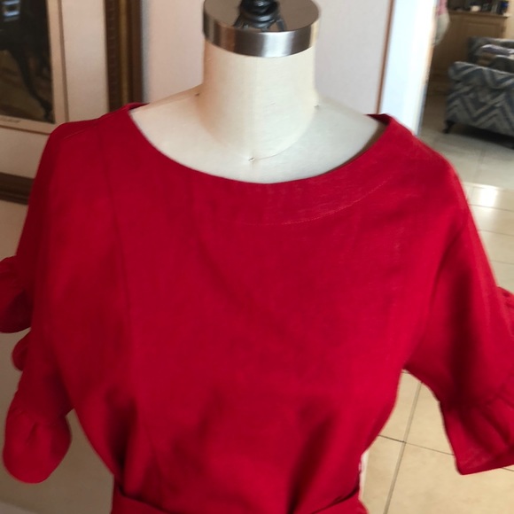 Socialite Red Dress w. ruffles & back Tie Sz XS - Picture 2 of 8